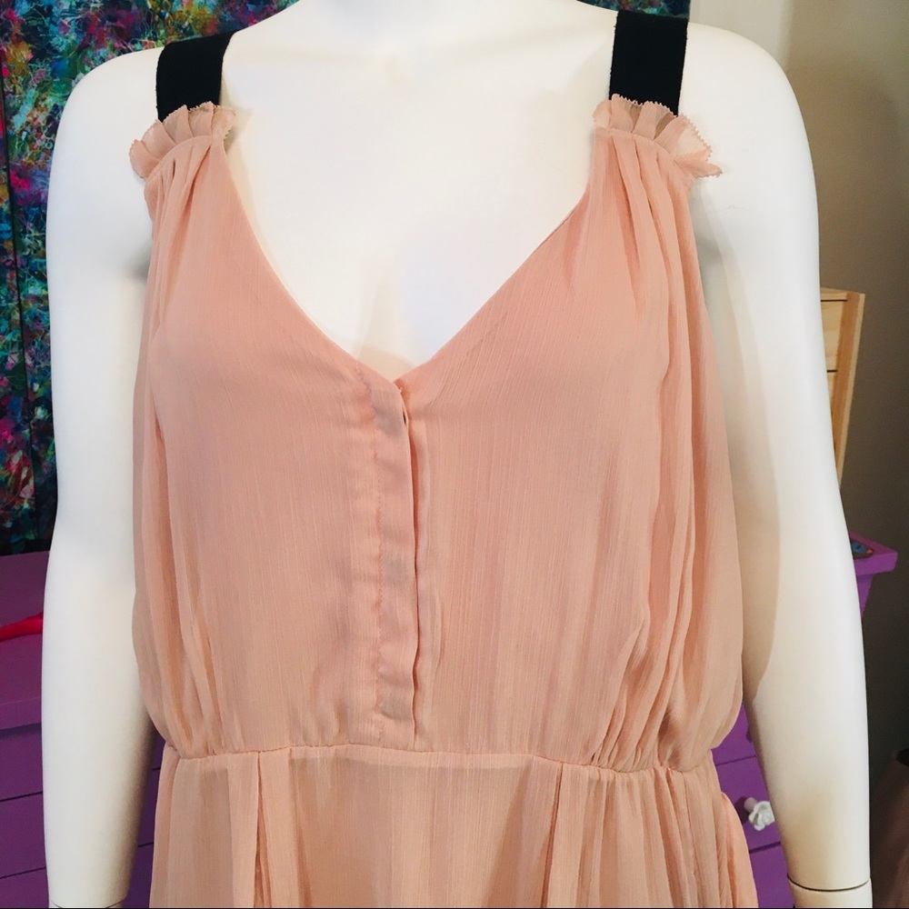 Vera Wang Ballet Pink Peach Chiffon Button Dress - Picture 10 of 11